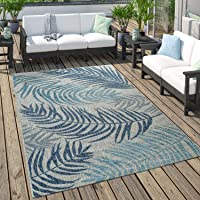 Los mejores  - Alfombra Exterior Terraza Balcón Pastel Diseño Palmeras- tamaño:60x100 cm- Color:Azul